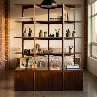 RAFF Boekenkast met Kast | Massief dennen | Mid-Century Modern