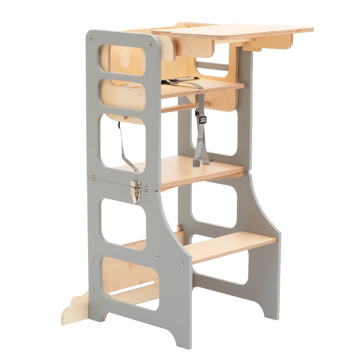 Foldable kitchen tower high chair with a slide - Duck Woodworks
