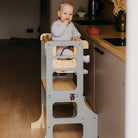 Foldable kitchen tower high chair with a slide - Duck Woodworks