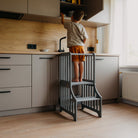 Foldable kitchen tower with slide (striped collection) - Duck Woodworks