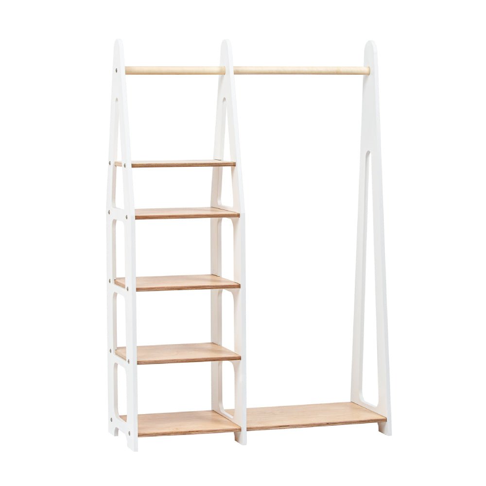 Clothing Rack with shelves on the side - Duck Woodworks