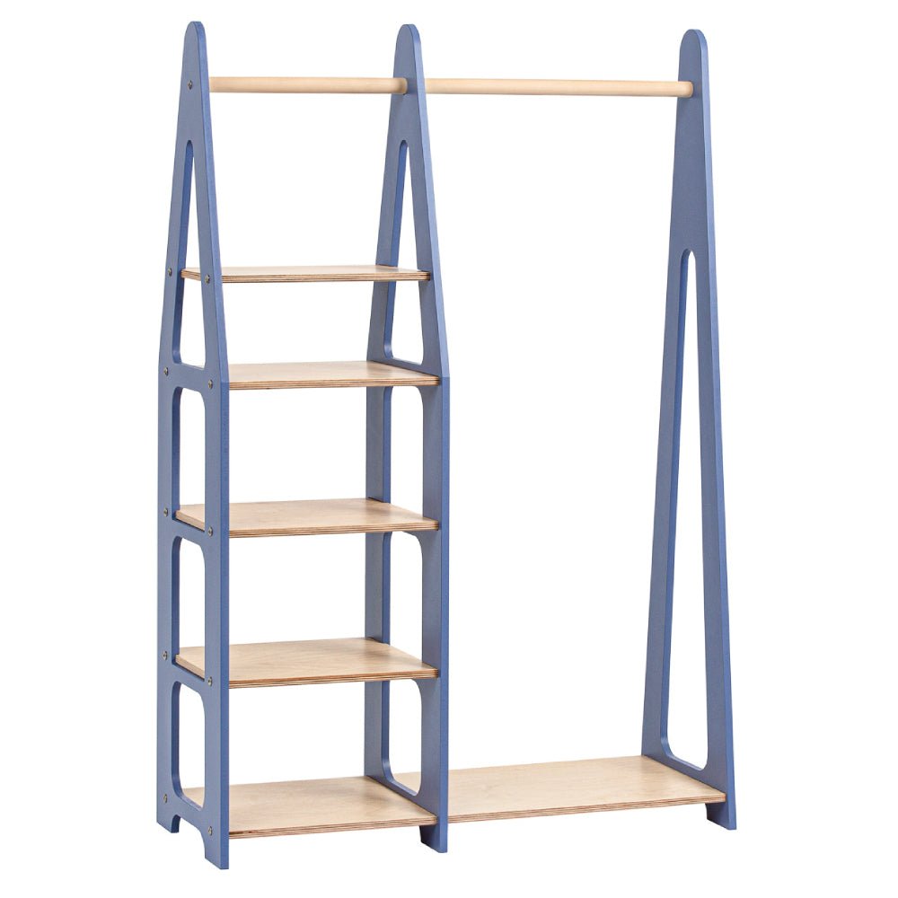 Clothing Rack with shelves on the side - Duck Woodworks